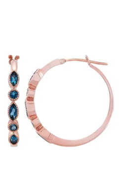 Hot Sale 😍 London Blue Topaz Hoop Earrings in 10K Rose Gold by Belk & Co. 😉