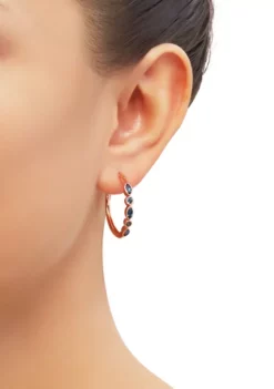 Hot Sale 😍 London Blue Topaz Hoop Earrings in 10K Rose Gold by Belk & Co. 😉 -DealsBelk & Co. Store Belk 13209
