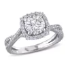 Promo 💯 1.5 ct. t.w. Lab Created Moissanite Square Halo Crossover Engagement Ring in 10K White Gold by Belk & Co. 🧨