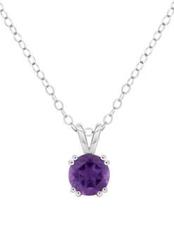 Deals ❤️ Sterling Silver 7mm Round Amethyst Pendant Necklace by Belk & Co. 🤩