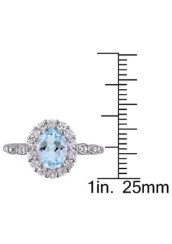 Promo 👍 Oval Shape Blue Topaz, White Topaz and Diamond Accent Vintage Ring in 14k White Gold by Belk & Co. ⌛ -DealsBelk & Co. Store Belk 13228