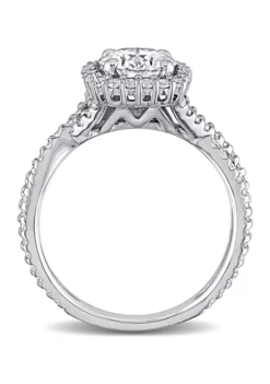 Promo 💯 1.5 ct. t.w. Lab Created Moissanite Square Halo Crossover Engagement Ring in 10K White Gold by Belk & Co. 🧨 -DealsBelk & Co. Store Belk 1323