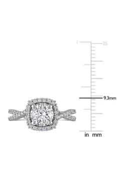 Promo 💯 1.5 ct. t.w. Lab Created Moissanite Square Halo Crossover Engagement Ring in 10K White Gold by Belk & Co. 🧨 -DealsBelk & Co. Store Belk 1324