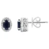 Deals 🛒 Sterling Silver 6x4mm Oval Sapphire Diamond Accent Halo Stud Earrings by Belk & Co. ✨