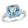 Best deal ⌛ 5.65 ct. t.g.w. Created White Sapphire, Sky Blue Topaz and 1/10 ct. t.w. Diamond Cocktail Ring in 10K White Gold by Belk & Co. ✔️