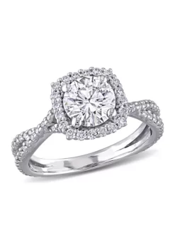 Promo 💯 1.5 ct. t.w. Lab Created Moissanite Square Halo Crossover Engagement Ring in 10K White Gold by Belk & Co. 🧨 -DealsBelk & Co. Store Belk 1326