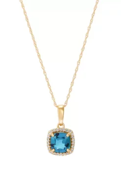 Top 10 🔔 1.18 ct. t.w. Swiss Blue Topaz and Lab Created White Sapphire Pendant in 10K Yellow Gold by Belk & Co. 💯 -DealsBelk & Co. Store Belk 13268