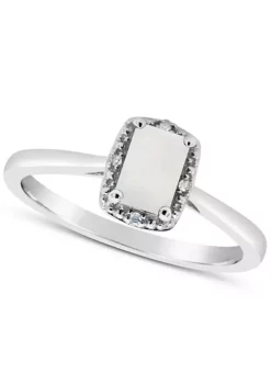 Outlet 😉 Sterling Silver 6x4mm Emerald Cut Opal Diamond Accent Halo Ring by Belk & Co. 🛒