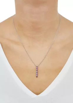 Buy 😀 Created Ruby and Created White Sapphire Necklace in Sterling Silver with 18" Cable Chain by Belk & Co. 🎁 -DealsBelk & Co. Store Belk 13280