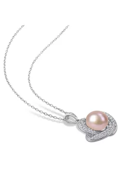 Promo ❤️ 2-Piece Set of 9.5-10.5MM Pink Freshwater Cultured Pearl and 2.39 ct. t.g.w. Cubic Zirconia Earrings and Pendant with Chain in Sterling Silver by Belk & Co. 🌟 -DealsBelk & Co. Store Belk 13284