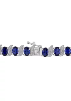 Buy ✨ Lab Created 13.20 ct. t.g.w. Created Blue Sapphire and Diamond Accent S-Link Bracelet in Sterling Silver by Belk & Co. 🎁 -DealsBelk & Co. Store Belk 13298
