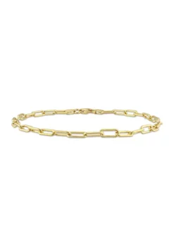 Budget 🧨 18k Yellow Gold Plated Sterling Silver 3.5mm Paperclip Chain Bracelet by Belk & Co. 🎉