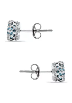 Hot Sale ✨ 1-1/2 ct. 6MM Round Blue Topaz Crown Stud Earrings, Sterling Silver by Belk & Co. 🎉 -DealsBelk & Co. Store Belk 13316