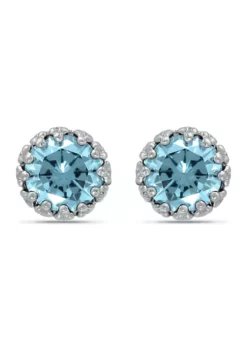 Hot Sale ✨ 1-1/2 ct. 6MM Round Blue Topaz Crown Stud Earrings, Sterling Silver by Belk & Co. 🎉 -DealsBelk & Co. Store Belk 13318