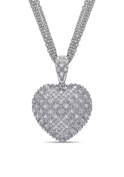 Hot Sale 🥰 1 ct. t.w. Diamond Clustered Heart Multi-Chain Necklace in Sterling Silver by Belk & Co. ⭐ -DealsBelk & Co. Store Belk 13334