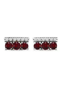 New ❤️ 7/8 ct. t.w. Garnet and White Topaz Bar Earrings, Sterling Silver by Belk & Co. 😍