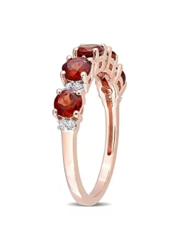 Best Pirce 🤩 Garnet and White Topaz Semi Eternity Ring in Rose Plated Sterling Silver by Belk & Co. 😉 -DealsBelk & Co. Store Belk 13357