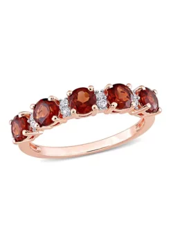 Best Pirce 🤩 Garnet and White Topaz Semi Eternity Ring in Rose Plated Sterling Silver by Belk & Co. 😉 -DealsBelk & Co. Store Belk 13361