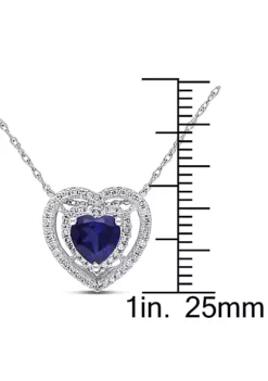 Outlet 💯 7/8 ct. t.g.w. Created Blue Sapphire and 1/5 ct. t.w. Diamond Pendant with Chain in 10K White Gold by Belk & Co. 🔥 -DealsBelk & Co. Store Belk 13366