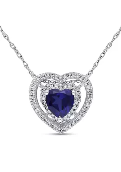 Outlet 💯 7/8 ct. t.g.w. Created Blue Sapphire and 1/5 ct. t.w. Diamond Pendant with Chain in 10K White Gold by Belk & Co. 🔥 -DealsBelk & Co. Store Belk 13369