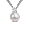 Top 10 😉 11-12 Millimeter Cultured Freshwater Pearl and 3/4 ct. t.w. White Topaz Pendant with Chain in Sterling Silver by Belk & Co. ⌛