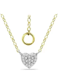 Coupon 🌟 1/10 ct. t.w. Diamond Heart Necklace on 15-1/2 inch with 2" Extender Chain, 18KT Gold over Silver Silver by Belk & Co. 🎁