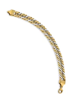 Discount 💯 Mens 14K Two-tone Gold 8-Inch Curb Link Bracelet by Belk & Co. 😉 -DealsBelk & Co. Store Belk 13381