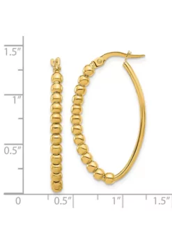 Coupon 🛒 14K Yellow Gold Polished Beaded Oval Hoop Earrings by Belk & Co. 🤩 -DealsBelk & Co. Store Belk 13393