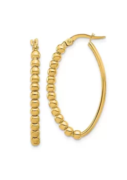 Coupon 🛒 14K Yellow Gold Polished Beaded Oval Hoop Earrings by Belk & Co. 🤩 -DealsBelk & Co. Store Belk 13394