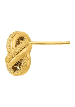 Brand new 🎁 14K Yellow Gold Polished Textured Double Love Knot Post Earrings by Belk & Co. 😉 -DealsBelk & Co. Store Belk 13407