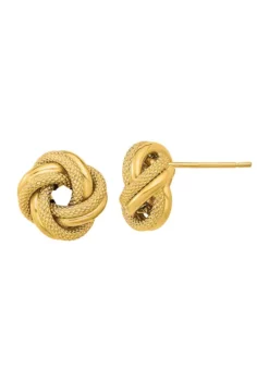 Brand new 🎁 14K Yellow Gold Polished Textured Double Love Knot Post Earrings by Belk & Co. 😉 -DealsBelk & Co. Store Belk 13408