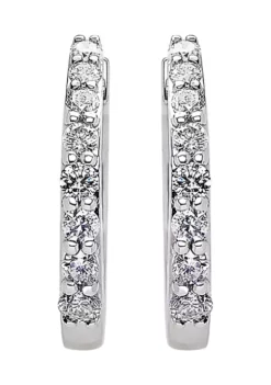Top 10 🔥 1/3 ct. t.w. Diamond Hoop Earrings in 10k White Gold by Belk & Co. 🎁