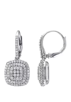 Best Sale 😍 1 ct. t.w. Diamond Grid Halo Earrings in Sterling Silver by Belk & Co. ⭐