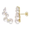 New 🔔 Freshwater Cultured Pearl and 1/4 CT TGW White Topaz Climber Earrings in Yellow Gold Plated Sterling Silver by Belk & Co. ❤️