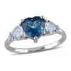 Flash Sale 😍 London Blue and Sky Blue Topaz with Diamond Accent Triple Heart Ring in Sterling Silver by Belk & Co. ⭐