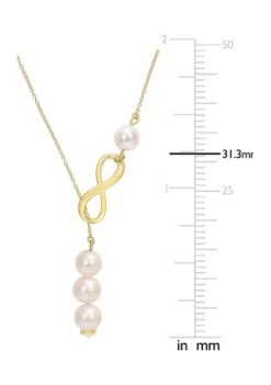 Flash Sale 🌟 8-9mm Cultured Freshwater Pearl Infinity Lariat Necklace in 18k Yellow Gold Plated Sterling Silver by Belk & Co. 🛒 -DealsBelk & Co. Store Belk 13444