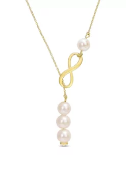 Flash Sale 🌟 8-9mm Cultured Freshwater Pearl Infinity Lariat Necklace in 18k Yellow Gold Plated Sterling Silver by Belk & Co. 🛒 -DealsBelk & Co. Store Belk 13446