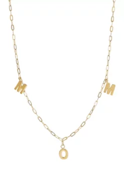 Best Sale ⭐ Dangle Slanted Mom Station Necklace in 10K Yellow Gold by Belk & Co. ✨