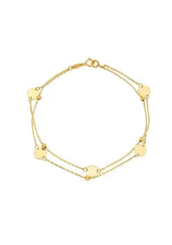 Buy 😍 14K Yellow Gold Bead and Disk Two Rows Bracelet by Belk & Co. 🧨