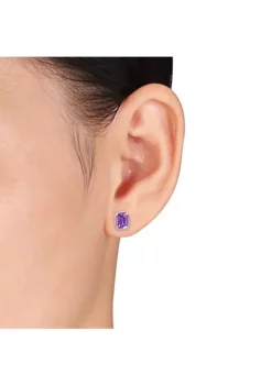 Promo ✔️ 2 ct. t.g.w. Amethyst Bezel Style Emerald Cut Stud Earrings in Sterling Silver by Belk & Co. 🎁 -DealsBelk & Co. Store Belk 13505