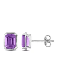 Promo ✔️ 2 ct. t.g.w. Amethyst Bezel Style Emerald Cut Stud Earrings in Sterling Silver by Belk & Co. 🎁 -DealsBelk & Co. Store Belk 13506