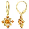 Cheapest ⭐ 2.1 CT TGW Citrine, Madeira Citrine and White Topaz Leverback Cluster Drop Earrings in 18k Yellow Gold Plated Sterling Silver by Belk & Co. 🛒