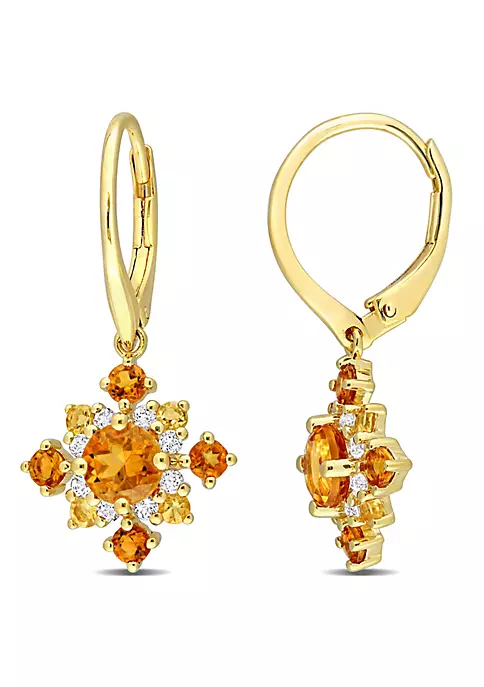 Cheapest โญ 2.1 CT TGW Citrine, Madeira Citrine and White Topaz Leverback Cluster Drop Earrings in 18k Yellow Gold Plated Sterling Silver by Belk & Co. ๐ 1 Cheapest โญ 2.1 CT TGW Citrine, Madeira Citrine and White Topaz Leverback Cluster Drop Earrings in 18k Yellow Gold Plated Sterling Silver by Belk & Co. ๐