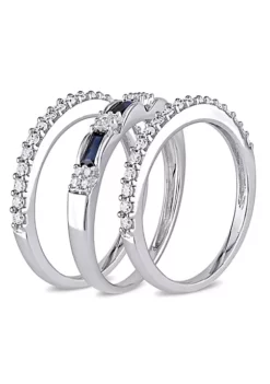 Hot Sale 😍 1/2 ct. t.g.w. Blue Sapphire and 1/2 ct. t.w Diamond 3-Piece Stackable Ring Set in 10K White Gold by Belk & Co. 🔔 -DealsBelk & Co. Store Belk 13513