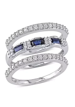 Hot Sale 😍 1/2 ct. t.g.w. Blue Sapphire and 1/2 ct. t.w Diamond 3-Piece Stackable Ring Set in 10K White Gold by Belk & Co. 🔔 -DealsBelk & Co. Store Belk 13515