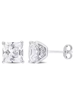 Outlet 😉 Lab Created 6.12 CT TGW Square Created White Sapphire Earrings in Sterling Silver by Belk & Co. ⭐