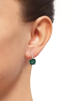 Best Sale 🥰 4.4 ct. t.w. Created Emerald and 1/10 ct. t.w. Diamond Drop Earrings in Sterling Silver by Belk & Co. 😀 -DealsBelk & Co. Store Belk 13534