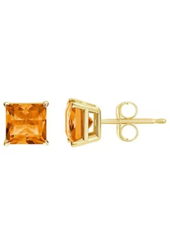 Outlet 🧨 14K Yellow Gold 5mm Princess Cut Citrine Stud Earrings by Belk & Co. 🔔 -DealsBelk & Co. Store Belk 13545
