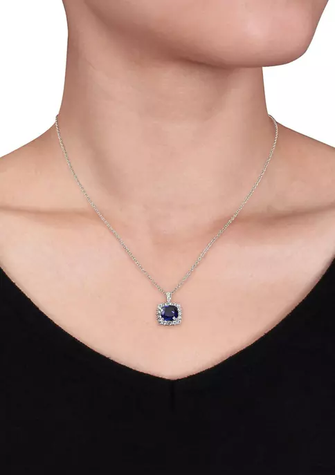 Top 10 ๐คฉ Lab Created 3.73 ct. t.g.w. Created Blue and Created White Sapphire and Diamond Accent Halo Pendant with Chain in Sterling Silver by Belk & Co. ๐ 3 Top 10 ๐คฉ Lab Created 3.73 ct. t.g.w. Created Blue and Created White Sapphire and Diamond Accent Halo Pendant with Chain in Sterling Silver by Belk & Co. ๐ - Image 3