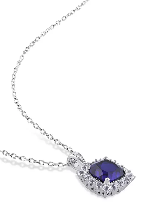 Top 10 ๐คฉ Lab Created 3.73 ct. t.g.w. Created Blue and Created White Sapphire and Diamond Accent Halo Pendant with Chain in Sterling Silver by Belk & Co. ๐ 4 Top 10 ๐คฉ Lab Created 3.73 ct. t.g.w. Created Blue and Created White Sapphire and Diamond Accent Halo Pendant with Chain in Sterling Silver by Belk & Co. ๐ - Image 4